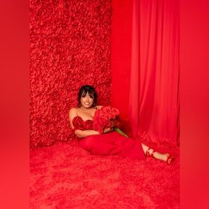 Fashion nova Long Red Rose Dress